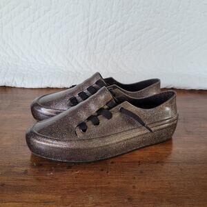 Melissa Campana Glitter Slip On Sneakers Laces Loafers Size 6